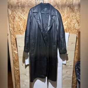 Bostonian Black Leather Trench Coat